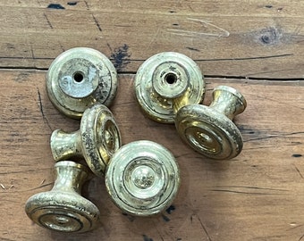 Vintage worn brass drawer pull -  door pull - antique drawer pull - old brass drawer handle - brass