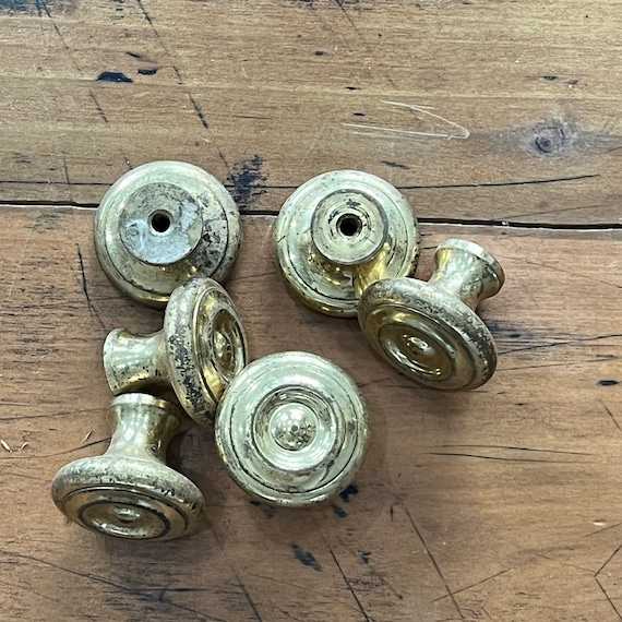 Vintage worn brass drawer pull -  door pull - antique drawer pull - old brass drawer handle - brass