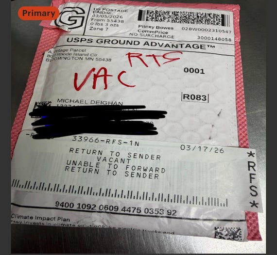 Shipping invoice for Michael