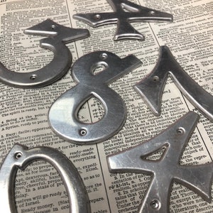 Industrial metal numbers 3&quot; - small vintage metal numbers – salvaged address number – vintage house numbers – sign numbers – silver numbers