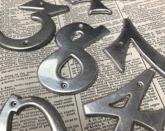 Industrial metal numbers 3" - small vintage metal numbers – salvaged address number – vintage house numbers – sign numbers – silver numbers