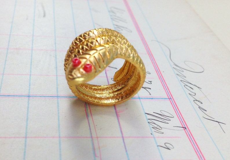 Gold Snake Charm ring vintage gumball machine ring gold snake image 3