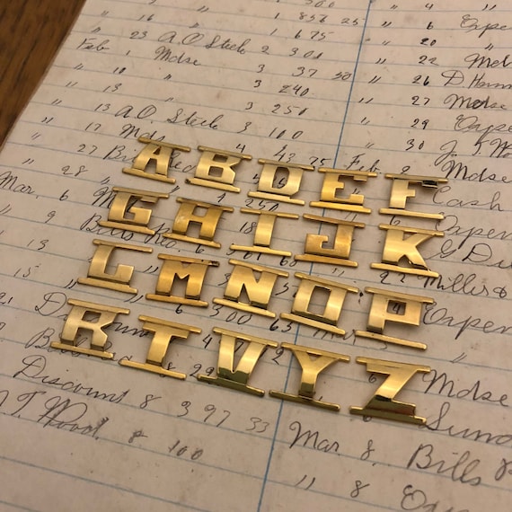 Vintage Brass Initial Charm - Block letter mid-century monogram -  old stock jewelry finding - old letter charm - antique brass letter charm