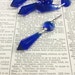 Antique style chandelier blue crystal pendants - multi facet vintage style cut glass - necklace charm - jewelry finding - vintage supply