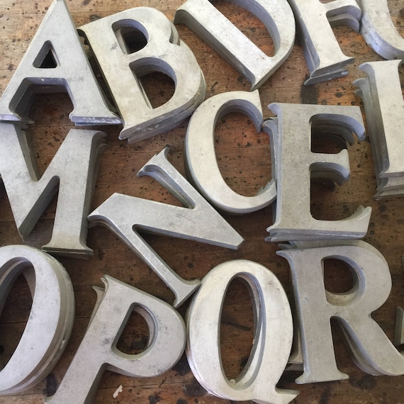 Vintage Cast Aluminum letters 6" - Your Choice - Serif address letters – industrial letter – house letter – silver metal sign