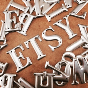 Full Alphabet small aluminum 26 letters–1.5&quot; tall salvaged metal letters – industrial metal letter – house letter – silver metal sign letter