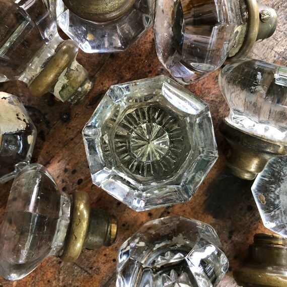 Antique Large Glass Door Knob Vintage Salvaged Doorknob Antique Crystal Knob Architectural Hardware Old Door Knob Antique Door Hand