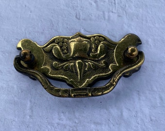Vintage brass drawer pull With backplate-  door pull - antique drawer pull - Made In NZ brass drawer handle - brass