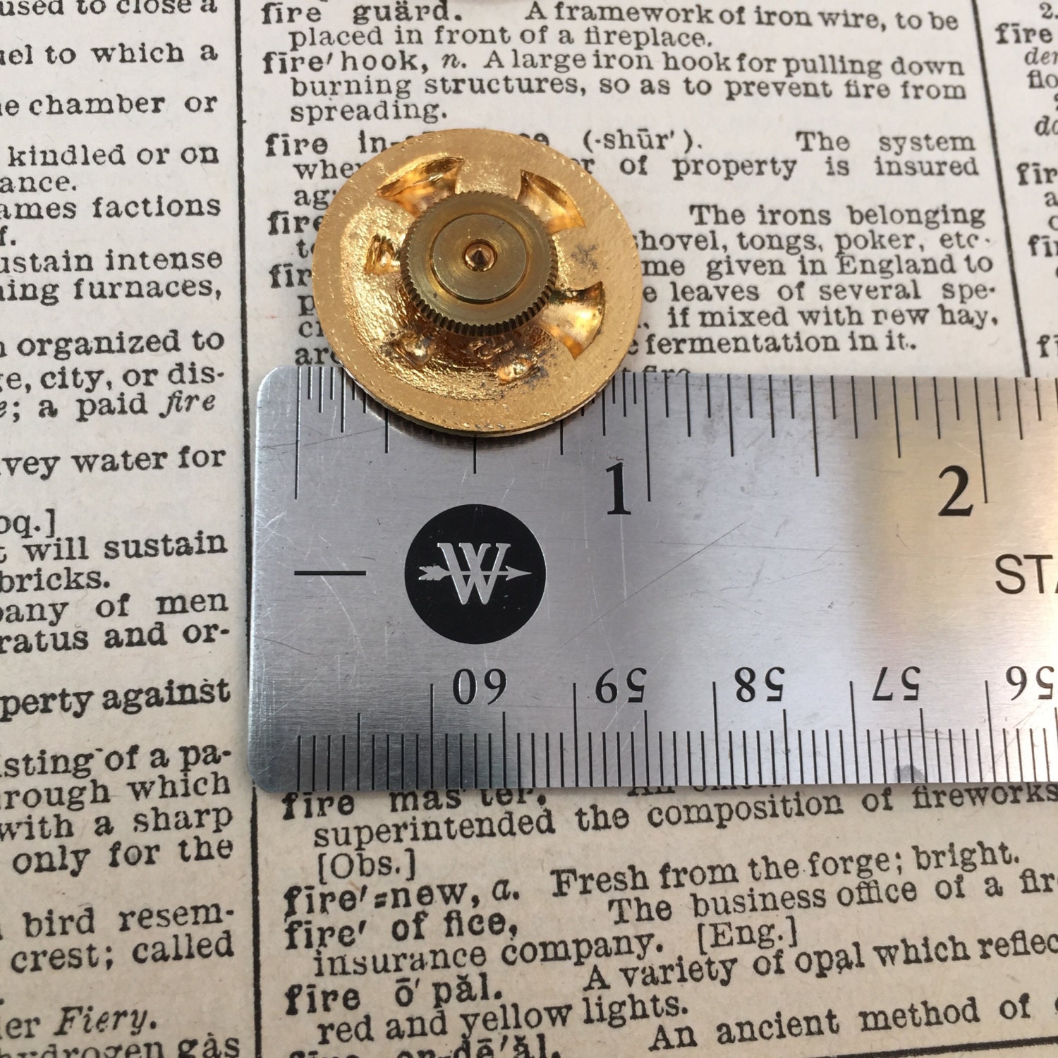 Vintage Fire Department Brass Rank Pin Uniform collar Pin Three