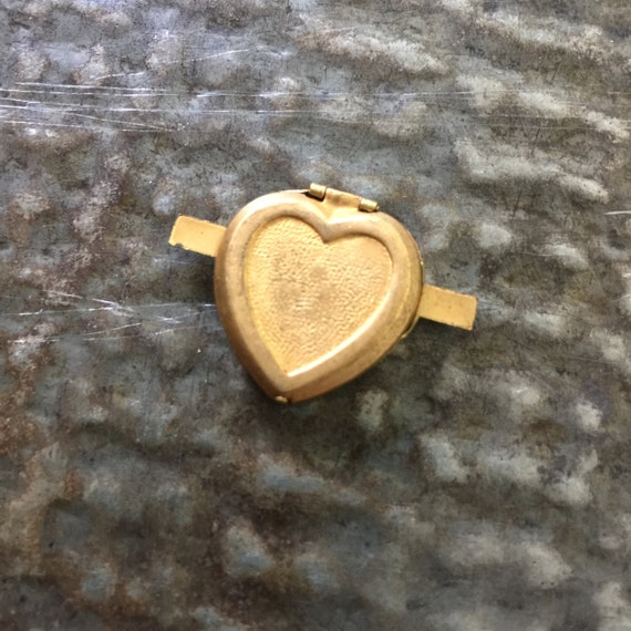 Vintage Heart Locket Charm - old brass locket - New Old stock- old brass jewelry piece