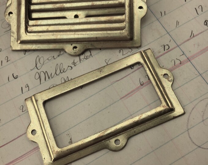 Vintage Brass Label Holders for Drawers Antique Drawer Pull Tag Holder