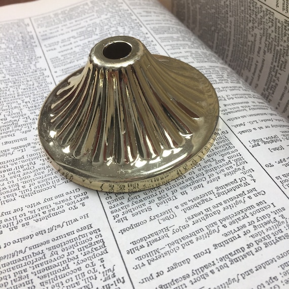 Antique brass lamp rosette  - brass lamp plate - lamp trim piece - round pressed brass backer - architectural escutcheon  door hardware