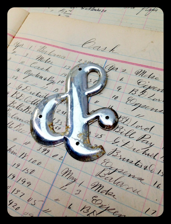 Silver Metal 3" Ampersand - Vintage Aluminum and sign - silver and Beautiful