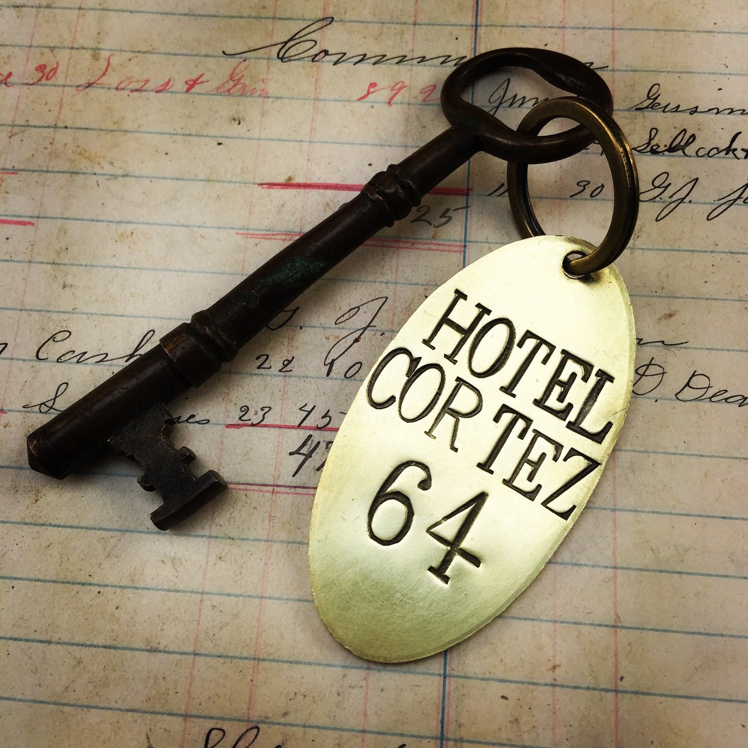 Custom Hand Stamped Hotel Room Key Tags Brass Key Chain Fob Brass Cow Tag Bull Ear Tag Customized Keychain Tag Your Name Here Etsy