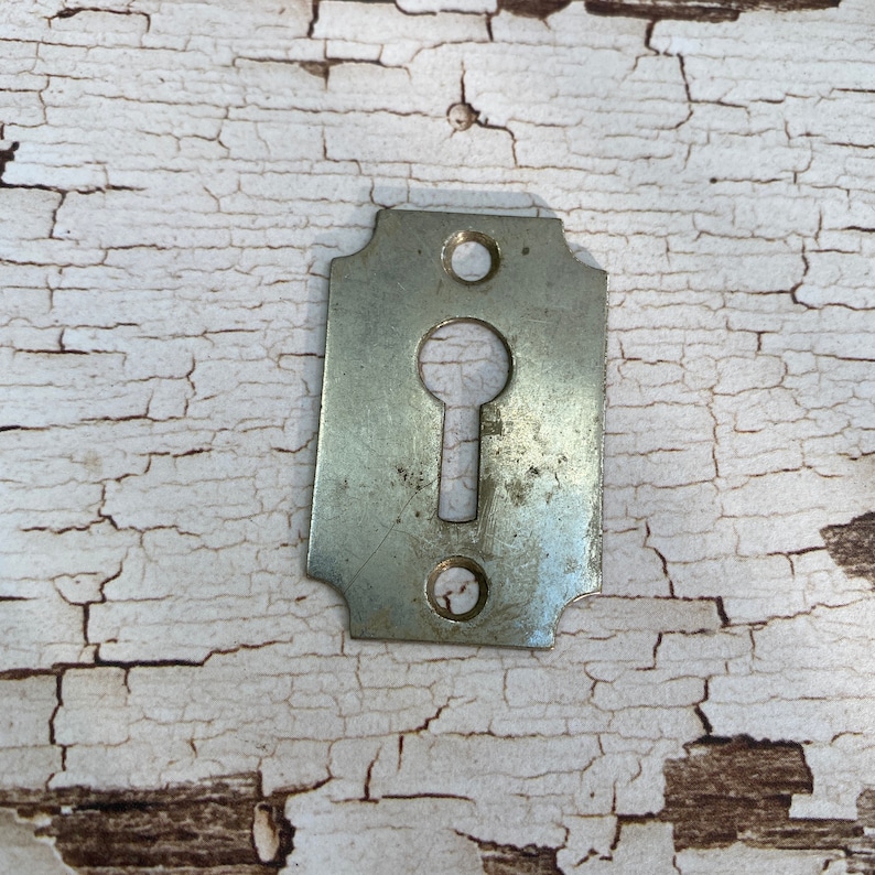 Vintage Nickel Plated Square Escutcheon small Keyhole Etsy