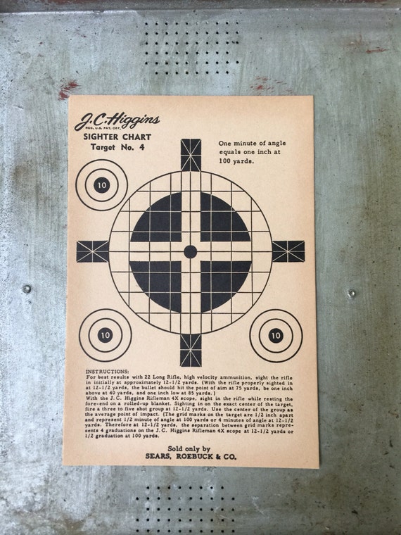 Vintage J.C. Higgins Sighter Target - Paper Target No. 4 - Sears Roebuck Shooting target - Vintage rifle target - Hunting target