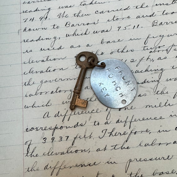 Jail cell Skeleton key with tag - vintage skeleton key - vintage key charm  – steampunk key rustic skeleton key