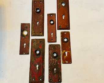 Vintage door plate - your Choice chippy painted keyhole - escutcheon plate - doorbell- door knob -  metal