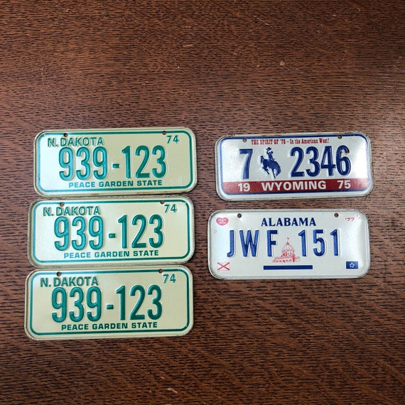 Vintage 1970's Bike License Plates - Choose your state - Bike Plate - Cereal Box prize - 5" plate - Embossed plates
