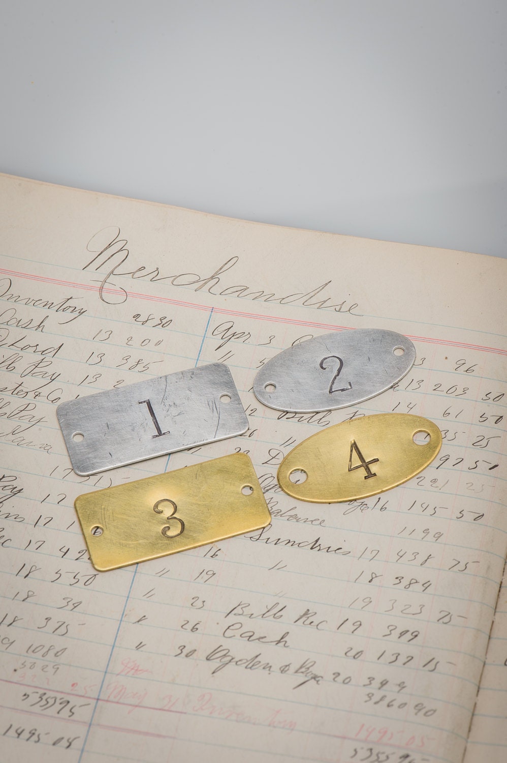Custom Numbered CUSTOM Numbered Brass Tags Oval with Holes, Brass Tags 