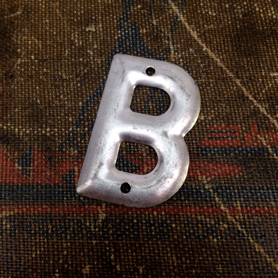 Silver Metal Letter B - Vintage Aluminum Sign Letters -