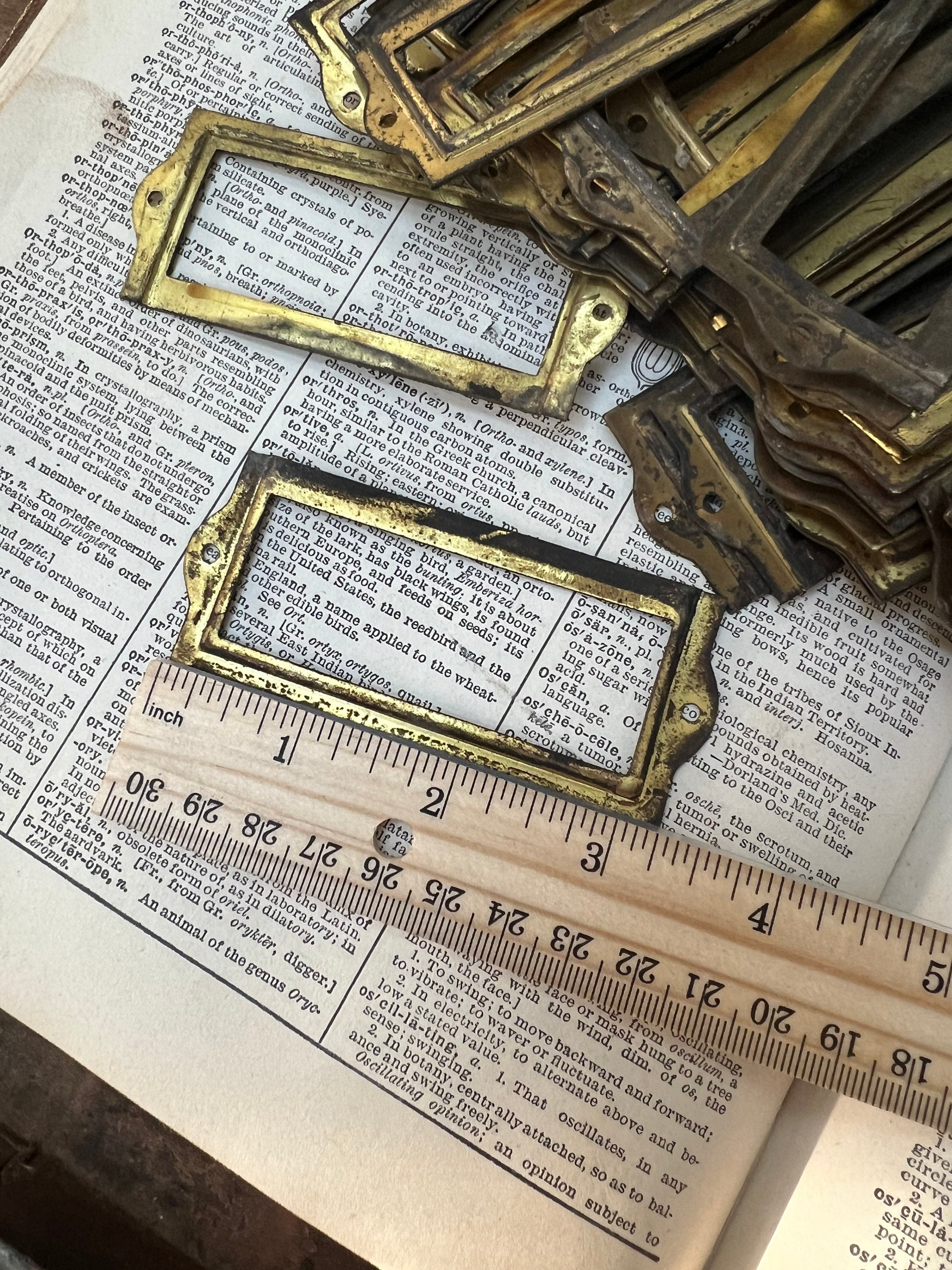 Vintage Brass Label Holders for Drawers Authentic Antique Etsy