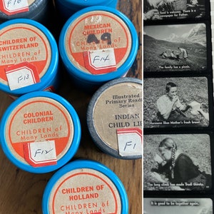 Tira de filme de sala de aula vintage - Crianças de muitas terras - - Aulas de tira de filme de 35 mm - Escola Vintage