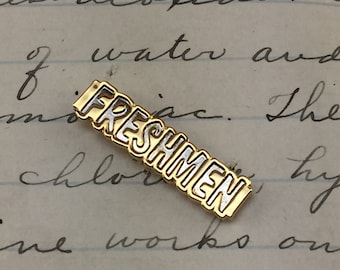 Freshmen Pin - Gold enamel metal lapel pin - Letterman Pin - high School pinback letterjacket gift - college alumni pinback