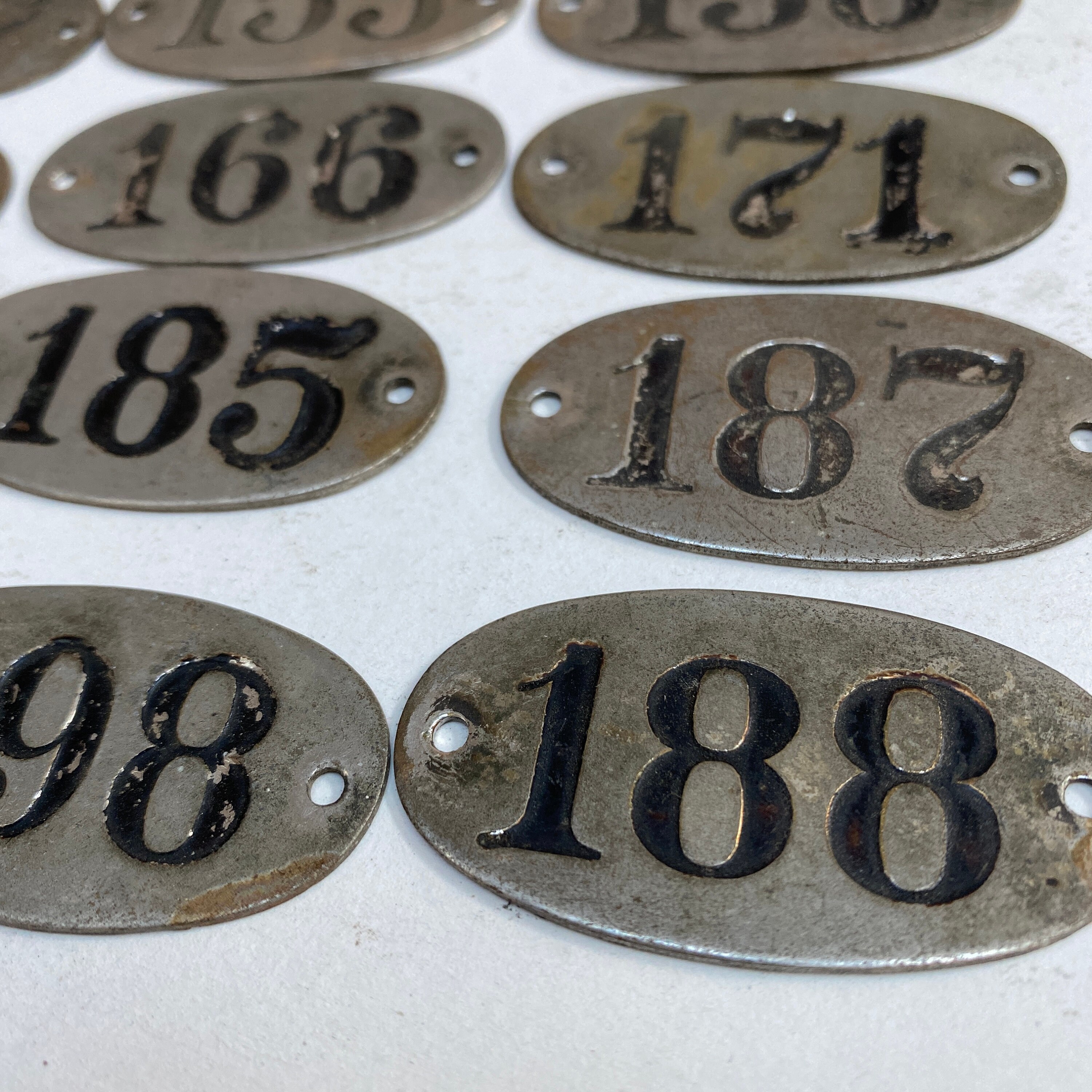 Antique nickel plated Brass Locker number plate or locker tag | Etsy