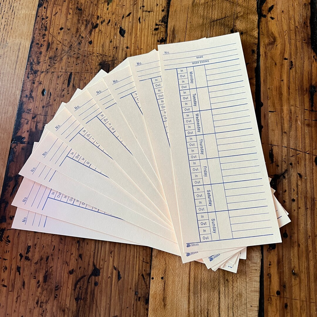 Lot of 10 Vintage Time Punch Cards Antique Time Cards Old Work Time