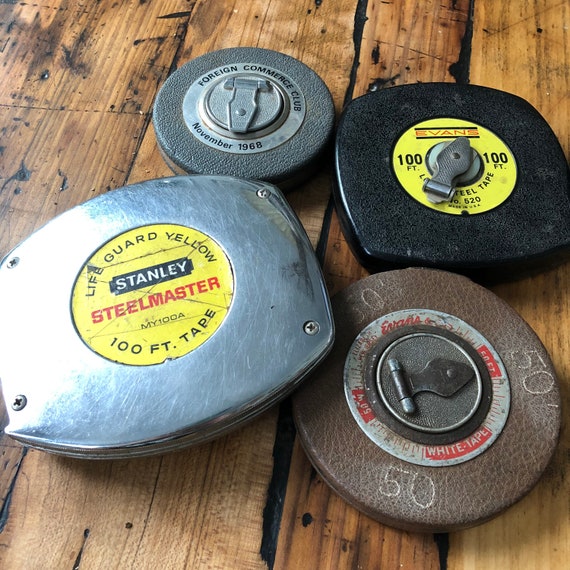 4  - EMPTY CASES - Antique measuring tape cases - vintage ruler - metal ruler - vintage tape measure - antique measuring -