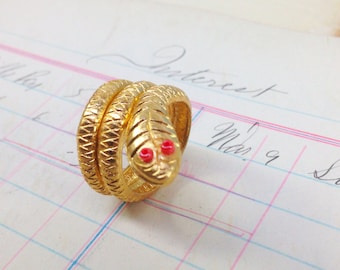 Gold Snake Charm ring - vintage gumball machine ring - gold snake