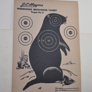 Bersaglio vintage J.C. Higgins Woodchuck Groundhog - Bersaglio di carta n. 8 - Bersaglio da tiro Sears Roebuck - Bersaglio da fucile d'epoca - Bersaglio da caccia