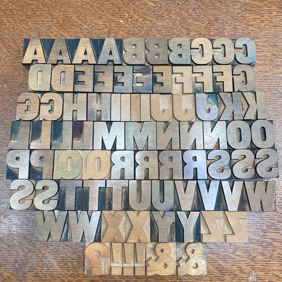Wide WOODEN Letterpress Printing blocks 1-5/16" antique - Your Choice- wood letterpress type - vintage wood letter - wood alphabet