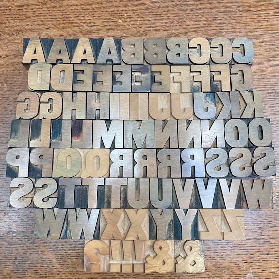 Wide WOODEN Letterpress Printing blocks 1-5/16" antique - Your Choice- wood letterpress type - vintage wood letter - wood alphabet