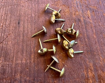 Lot of 15 brass tacks - Antique Thumb Tacks - vintage brass furniture tacks - upholstery nail - gold thumb tacks