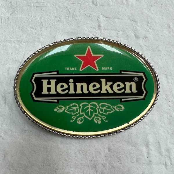 Vintage Heineken Belt Buckle- Light up - belt buckle -  battery not included -Metal vintage belt buckle - beer belt buckle