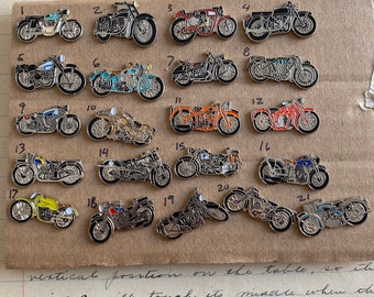 Motorcycle lapel pin - vintage motorcycle jacket pin -  biker pins - Harley Triumph Honda Kawasaki BMW Ducati enamel pin