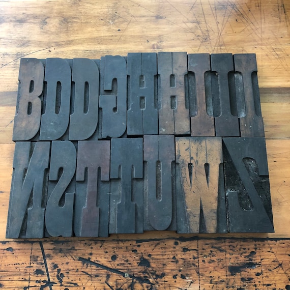 Western Style Font WOODEN Letterpress Printing Blocks -choose letter - Wood Number and Letter - 5" tall -