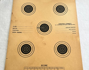 Blanco Vintage DCM Bullseye - Blanco de papel de 50 pies - Blanco de tiro de rifle de galería - Blanco de rifle vintage - Blanco de caza