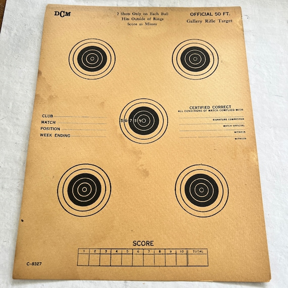 Vintage DCM Bullseye Target - Paper 50 foot Target - Gallery Rifle Shooting target - Vintage rifle target - Hunting target