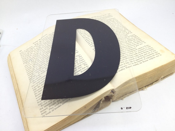 Clear plastic letter D – Plexiglas letter - Black marquee letter - black patterned sign letter – salvaged plastic sign – wedding letter