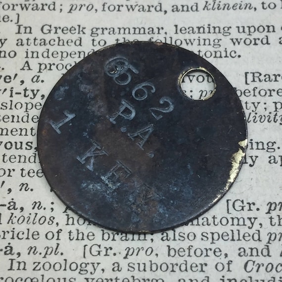 Vintage Key tag Antique brass tag - industrial  tag - steampunk metal tag - Brass tags - steampunk brass tag - round brass -