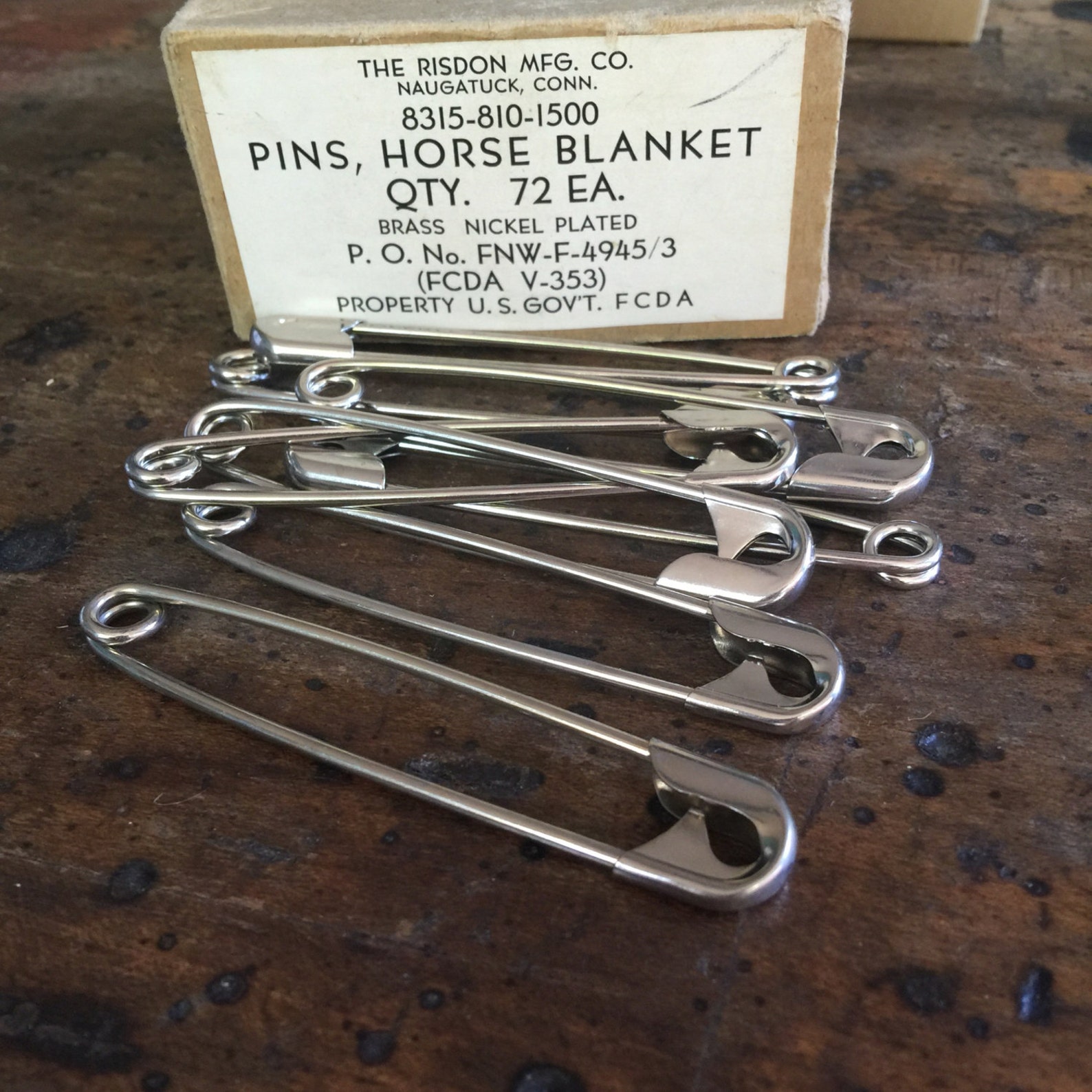 Antique Nickel Brass horse blanket pin Vintage large safety Etsy