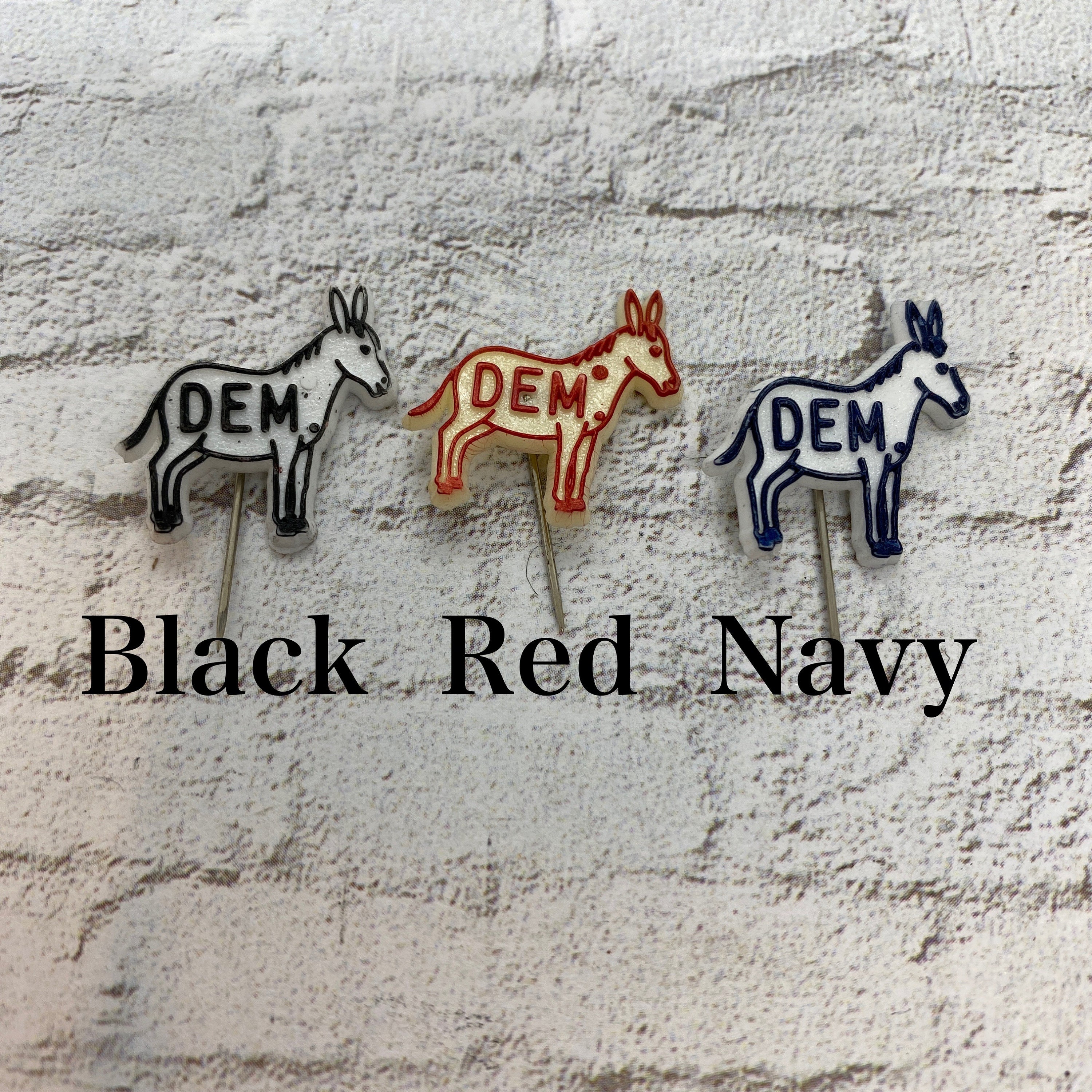 Democratic Donkey pin - choose red, black or Navy - political party pin- vintage stick pin - DEM donkey - left wing - democrat party