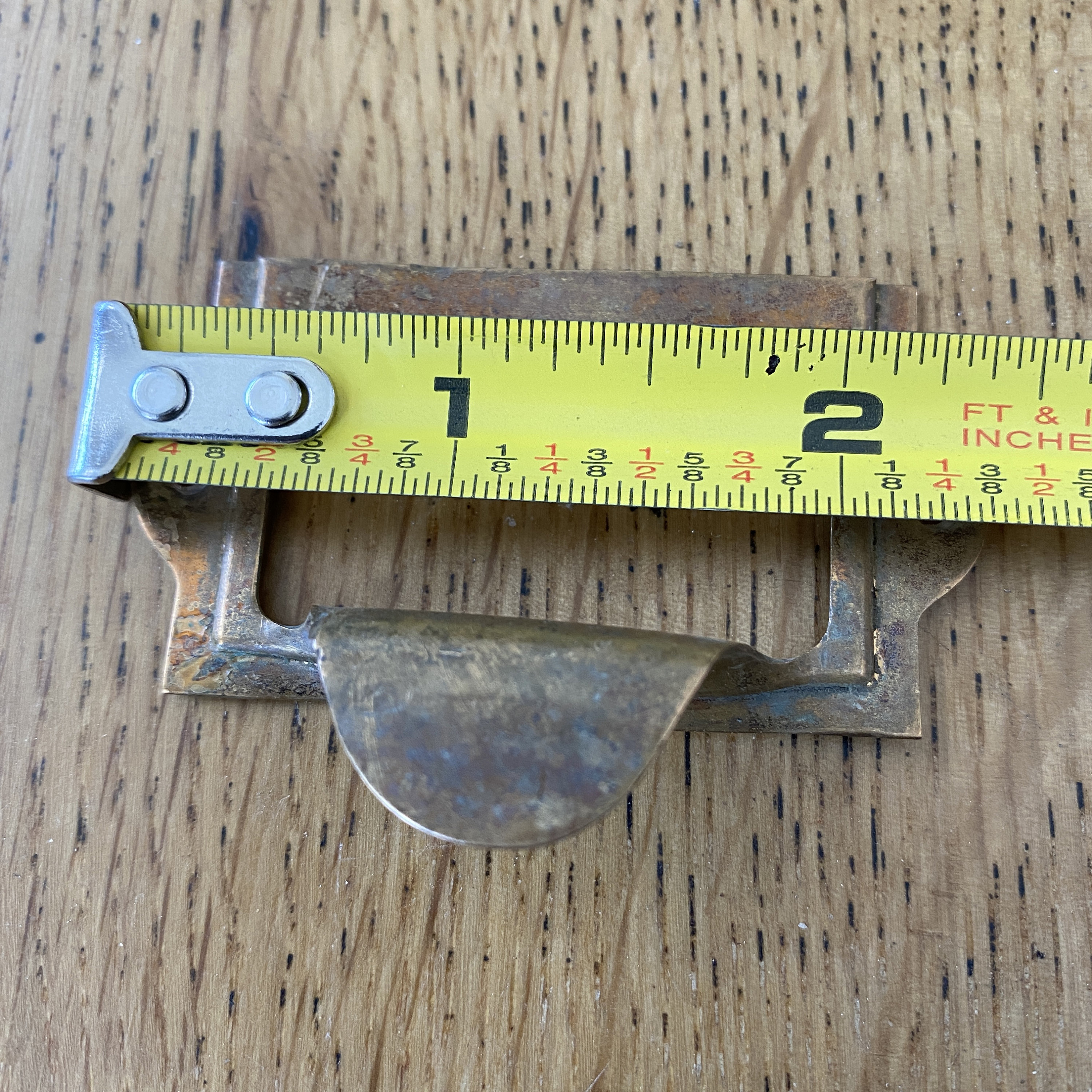 Vintage tarnished brass label holders for drawers antique drawer tag