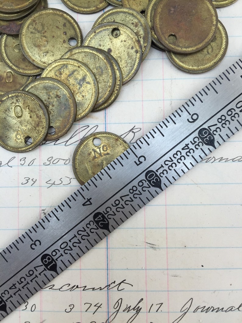 Set of 3 Antique numbered brass tags vintage room key tags Etsy