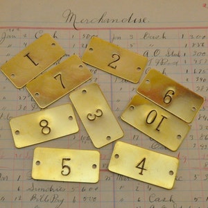 Hotel room number rectangle brass plate - Custom hand punched -  hand stamped door tag - door plate - hotel door plate - drawer number plate