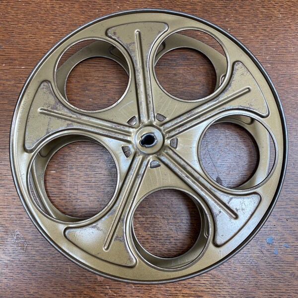 Vintage Goldberg Film Reel -ONE Bronze color 10" movie reels - Made in the USA - Metal film reels - Movie room - Vintage cinema Hollywood