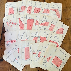 Vintage State Flash Cards - alte Schul-Blitzkarten - antike Lehre - alte State Flash-Karten